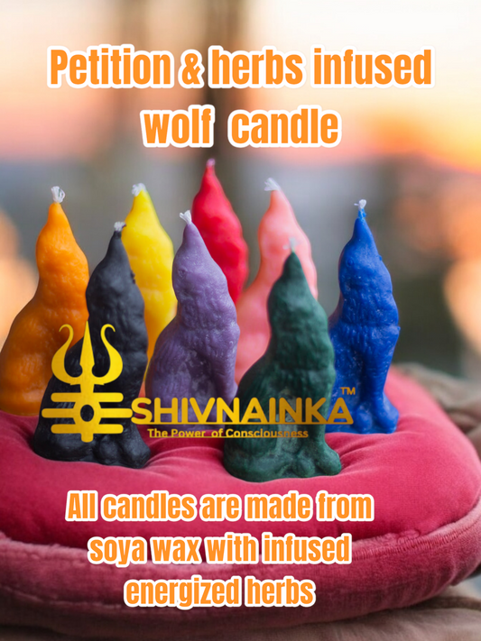 Petition & herbs infused  Wolf candle
